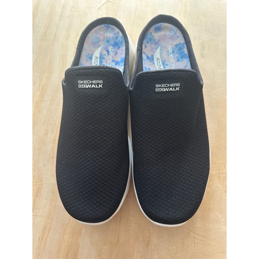 Skechers GoWalk Arch Fit Black Mesh Slip On Mules 126302 Womens Size 8
